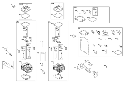 Cylinder Head Group Diagram and Parts List for 356447-3542-G1 200000 - 399999 Briggs and Stratton Engine